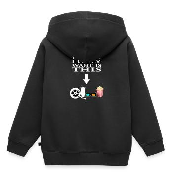 Cinéma Cinéma Soirée Passion - Sweat Premium à capuche enfant bio - noir - Dos - AI Model Kid Male (0cm)