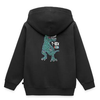 T-Rex Neon - Sweat Premium à capuche enfant bio - noir - Dos - AI Model Kid Male (0cm)