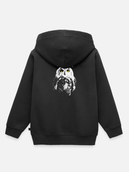 Eule - Kinder Premium Organic Hoodie - Schwarz