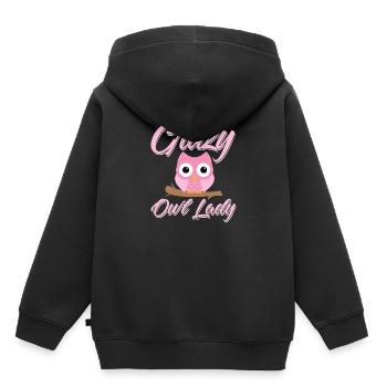 verrückte Eulen Lady - Kinder Premium Organic Hoodie - Schwarz - Hinten - AI Model Kid Male (0cm)