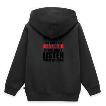 Vous ne serez pas offensé si vous n’écoutez pas 3 - Sweat Premium à capuche enfant bio - noir - Dos - AI Model Kid Male (0cm)