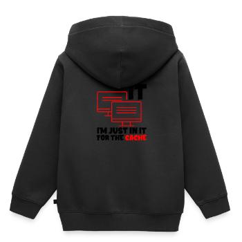 I'm Just In It For The Cache 2 - Kids Premium Organic Hoodie - black - Back - AI Model Kid Male (0cm)