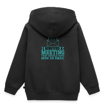 I Survived Another Meeting 9 - Kinder Premium Organic Hoodie - Schwarz - Hinten - AI Model Kid Male (0cm)