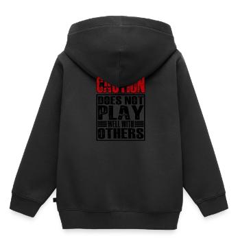 La prudence ne joue pas bien avec les autres 28 - Sweat Premium à capuche enfant bio - noir - Dos - AI Model Kid Male (0cm)