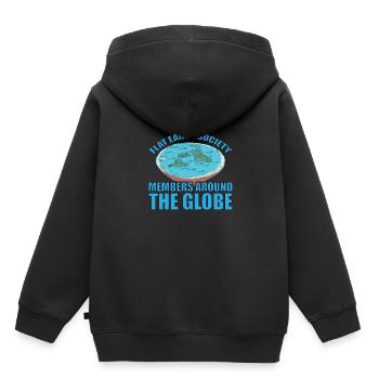 Flat Earth Society, membres du monde entier 15 - Sweat Premium à capuche enfant bio - noir - Dos - AI Model Kid Male (0cm)