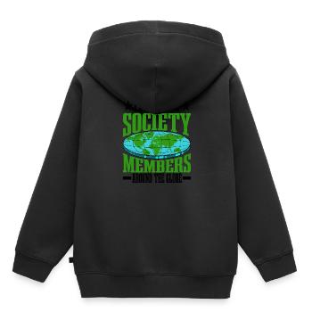 Flat Earth Society, membres du monde entier 16 - Sweat Premium à capuche enfant bio - noir - Dos - AI Model Kid Male (0cm)
