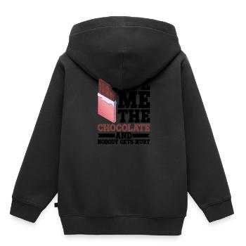 Give Me The Chocolate And Nobody Gets Hurt 2 - Kinder Premium Organic Hoodie - Schwarz - Hinten - AI Model Kid Male (0cm)