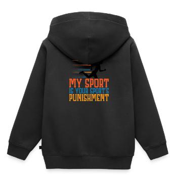 Mon sport est la punition de votre sport 4 - Sweat Premium à capuche enfant bio - noir - Dos - AI Model Kid Male (0cm)