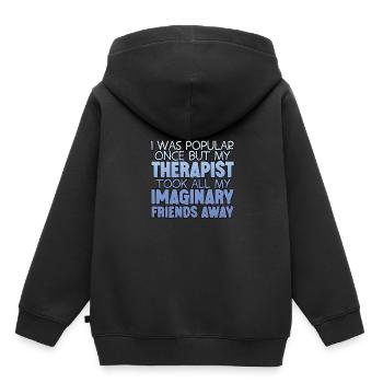 Mon thérapeute a emmené tous mes amis imaginaires 4 - Sweat Premium à capuche enfant bio - noir - Dos - AI Model Kid Male (0cm)