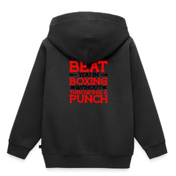 vous battra en boxe sans lancer un coup de poing - Sweat Premium à capuche enfant bio - noir - Dos - AI Model Kid Male (0cm)