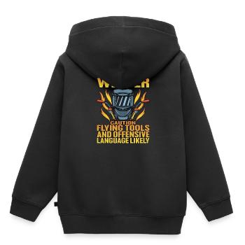 Welder, Flying Tools And Offensive Language - Kinder Premium Organic Hoodie - Schwarz - Hinten - AI Model Kid Male (0cm)