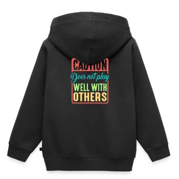 La prudence ne joue pas bien avec les autres 39 - Sweat Premium à capuche enfant bio - noir - Dos - AI Model Kid Male (0cm)