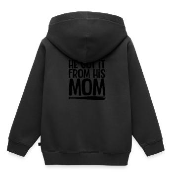Il l’a obtenu de sa mère 3 - Sweat Premium à capuche enfant bio - noir - Dos - AI Model Kid Male (0cm)