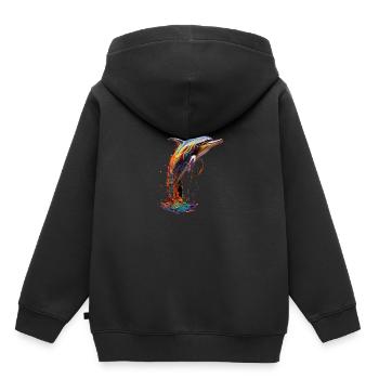 Rainbow Dolphin - Kids Premium Organic Hoodie - black - Back - AI Model Kid Male (0cm)