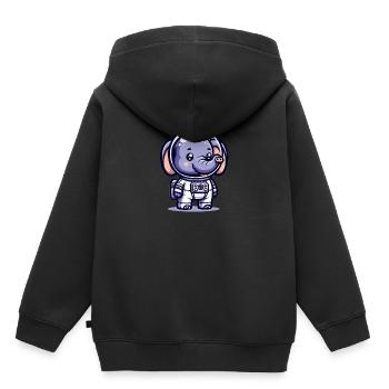 Cute Elephant Astronaut - Kinder Premium Organic Hoodie - Schwarz - Hinten - AI Model Kid Male (0cm)