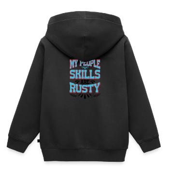 Mes compétences relationnelles sont rouillées 17 - Sweat Premium à capuche enfant bio - noir - Dos - AI Model Kid Male (0cm)
