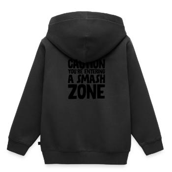 Attention : vous entrez dans une zone de smash - Sweat Premium à capuche enfant bio - noir - Dos - AI Model Kid Male (0cm)