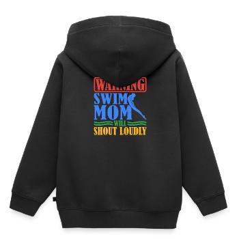 Warning Swim Mom Will Shout Loudly 6 - Kinder Premium Organic Hoodie - Schwarz - Hinten - AI Model Kid Male (0cm)