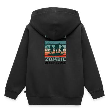 Je m’entraîne pour l’apocalypse zombie 11 - Sweat Premium à capuche enfant bio - noir - Dos - AI Model Kid Male (0cm)
