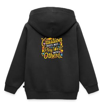 La prudence ne joue pas bien avec les autres 92 - Sweat Premium à capuche enfant bio - noir - Dos - AI Model Kid Male (0cm)