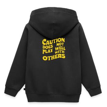 La prudence ne joue pas bien avec les autres 91 - Sweat Premium à capuche enfant bio - noir - Dos - AI Model Kid Male (0cm)