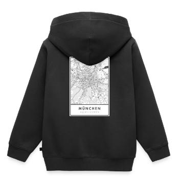 Carte de Munich Carte de la ville - Sweat Premium à capuche enfant bio - noir - Dos - AI Model Kid Male (0cm)