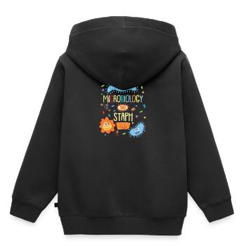 MICROBIOLOGISTE: Laboratoire de microbiologie Staph seulement - Sweat Premium à capuche enfant bio - noir - Dos - AI Model Kid Male (0cm)