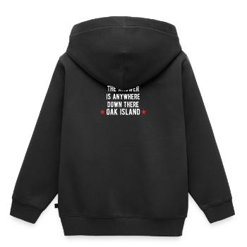OAK ISLAND: the answer - Kids Premium Organic Hoodie - black - Back - AI Model Kid Male (0cm)