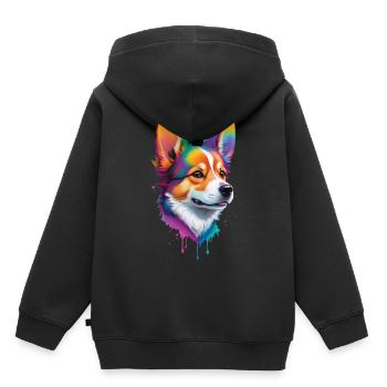 Hund Welsh Corgi Pembroke Hunde Design Rassehund - Kinder Premium Organic Hoodie - Schwarz - Hinten - AI Model Kid Male (0cm)