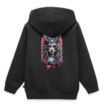 Démon gothique occulte magie Streetwear Design - Sweat Premium à capuche enfant bio - noir - Dos - AI Model Kid Male (0cm)