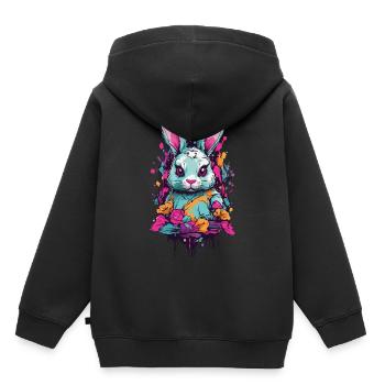 Occulte Gothique Lapin Pastel e-girl Streetwear - Sweat Premium à capuche enfant bio - noir - Dos - AI Model Kid Male (0cm)