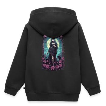 Anime Gothic Girl Magische Viktorianische Ästhet - Kinder Premium Organic Hoodie - Schwarz - Hinten - AI Model Kid Male (0cm)