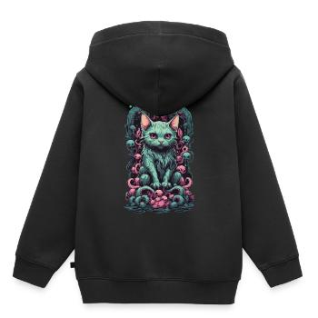 Katzen Dämon Tentakel Unterwelt Gothic Kunst - Kinder Premium Organic Hoodie - Schwarz - Hinten - AI Model Kid Male (0cm)