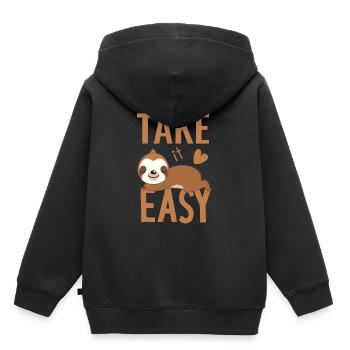 Faultier faul chillen chill out Gelassenheit easy - Kinder Premium Organic Hoodie - Schwarz - Hinten - AI Model Kid Male (0cm)