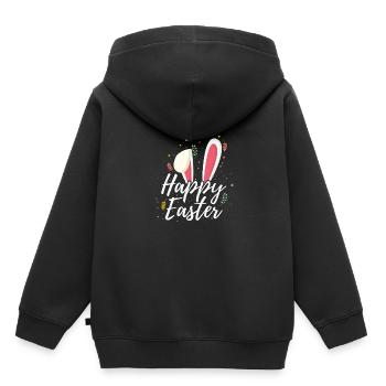 Joyeux lapin de Pâques oreilles disquette cadeau animal amusant - Sweat Premium à capuche enfant bio - noir - Dos - AI Model Kid Male (0cm)