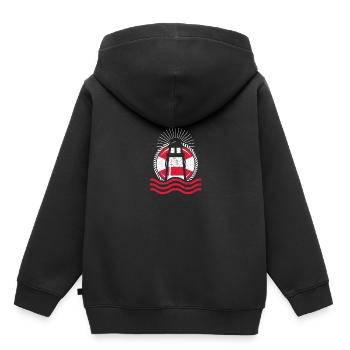 Tour de lumière luise phare blanc rouge vintage - Sweat Premium à capuche enfant bio - noir - Dos - AI Model Kid Male (0cm)