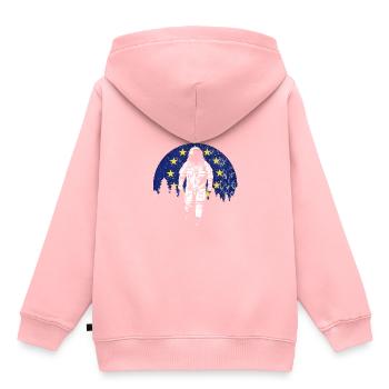 Astronaut Moon Europe Flag EU Euro - Kids Premium Organic Hoodie - rose - Back - AI Model Kid Female (0cm)