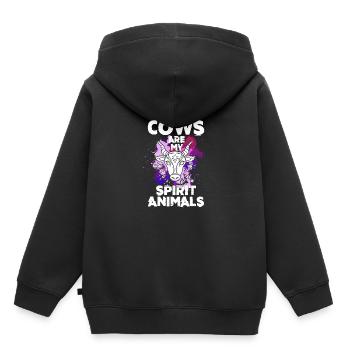 Les vaches sont mes animaux spirituels - Sweat Premium à capuche enfant bio - noir - Dos - AI Model Kid Male (0cm)