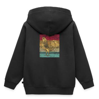 Poulet coq poule maison oiseau animal cadeau vintage - Sweat Premium à capuche enfant bio - noir - Dos - AI Model Kid Male (0cm)
