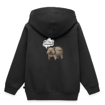 Wombat Animal Australie Lifestyle Cadeau - Sweat Premium à capuche enfant bio - noir - Dos - AI Model Kid Male (0cm)