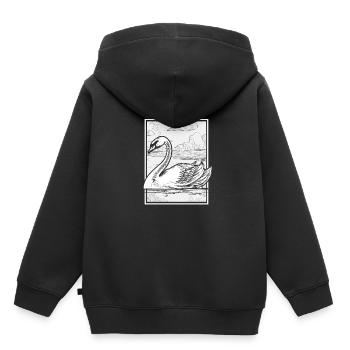 cygne cygne cygne animaux nature lac cadeau - Sweat Premium à capuche enfant bio - noir - Dos - AI Model Kid Male (0cm)