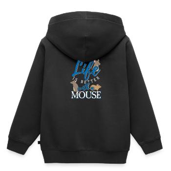 Souris animal de compagnie rat animal nature cadeau rongeur - Sweat Premium à capuche enfant bio - noir - Dos - AI Model Kid Male (0cm)