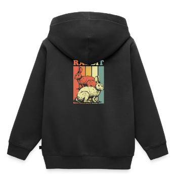Lapin oreille pop art cadeau pâques animal rebond amusement - Sweat Premium à capuche enfant bio - noir - Dos - AI Model Kid Male (0cm)