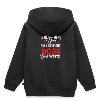 Retraité retraité loisirs plaisir pension cadeau - Sweat Premium à capuche enfant bio - noir - Dos - AI Model Kid Male (0cm)