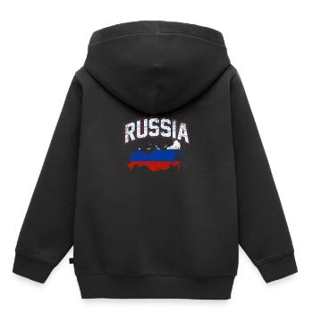 Russie - Sweat Premium à capuche enfant bio - noir - Dos - AI Model Kid Male (0cm)