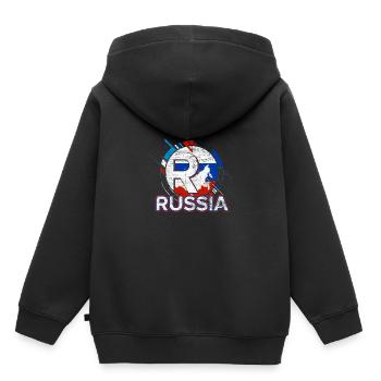 Russie - Sweat Premium à capuche enfant bio - noir - Dos - AI Model Kid Male (0cm)