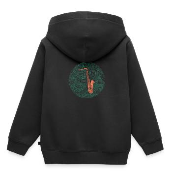 Saxofon - Kinder Premium Organic Hoodie - Schwarz - Hinten - AI Model Kid Male (0cm)