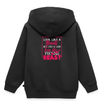Trainieren wie ein Biest Schönheit Sportler Frau - Kinder Premium Organic Hoodie - Schwarz - Hinten - AI Model Kid Male (0cm)