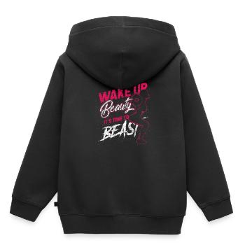 Sportlerin Kraftsport Bodybuilder Biest trainieren - Kinder Premium Organic Hoodie - Schwarz - Hinten - AI Model Kid Male (0cm)