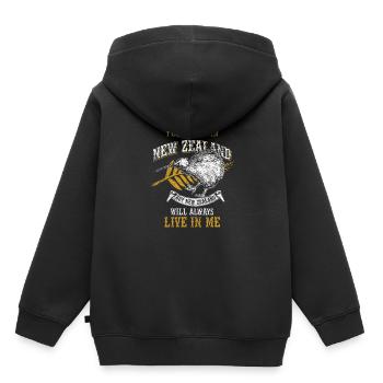 nouvelle-Zélande - Sweat Premium à capuche enfant bio - noir - Dos - AI Model Kid Male (0cm)